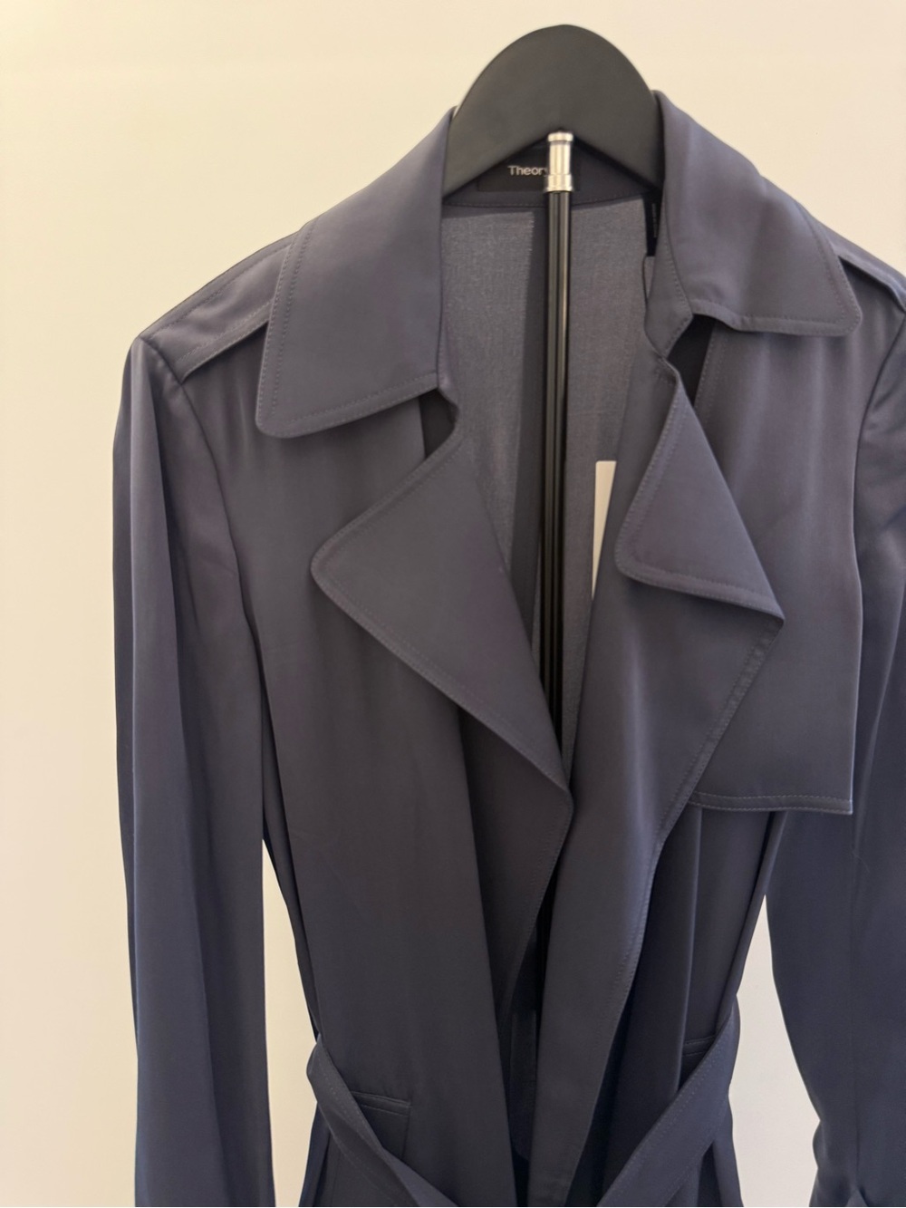 NWT Theory Oaklane Unlined Silk Trench Coat in Slate Grey Modern GGT - Picture 2 of 6